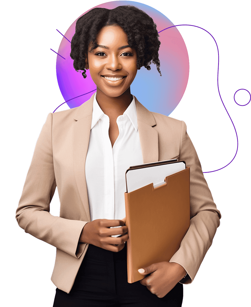 Corporate lady with files