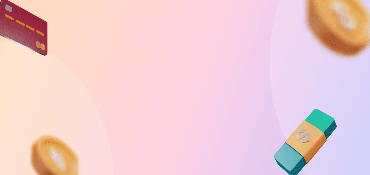 Background image showing payment cards and currencies